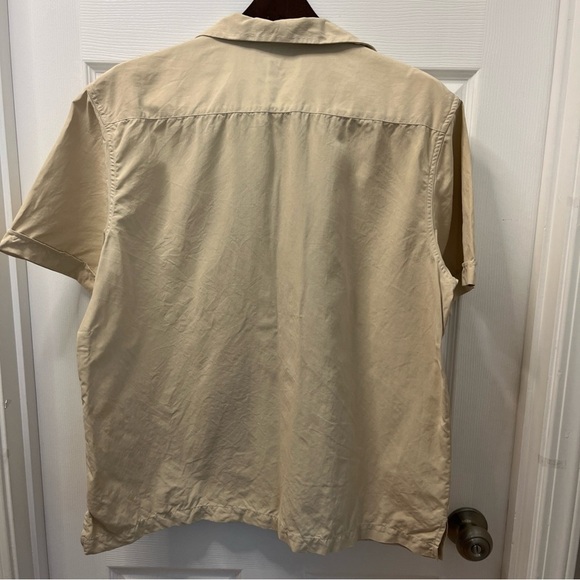 Nat Nest Men’s Tan Short Sleeve Button-Up Shirt 100% Silk  size Large - Picture 5 of 8